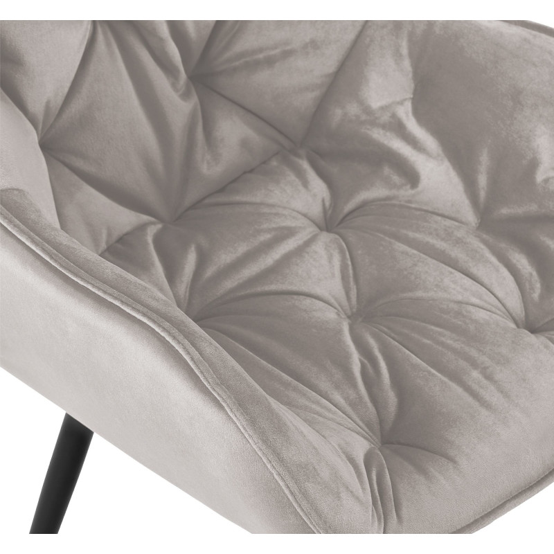 Fauteuil de table moderne capitonné en Velours Gris Métal Noir Adrina - 3
