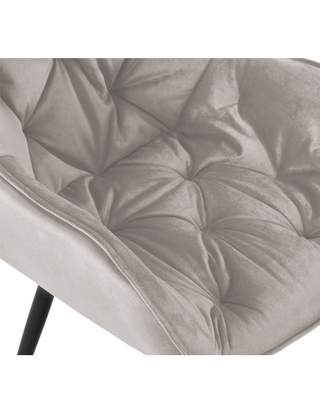Fauteuil de table moderne capitonné en Velours Gris Métal Noir Adrina - 3