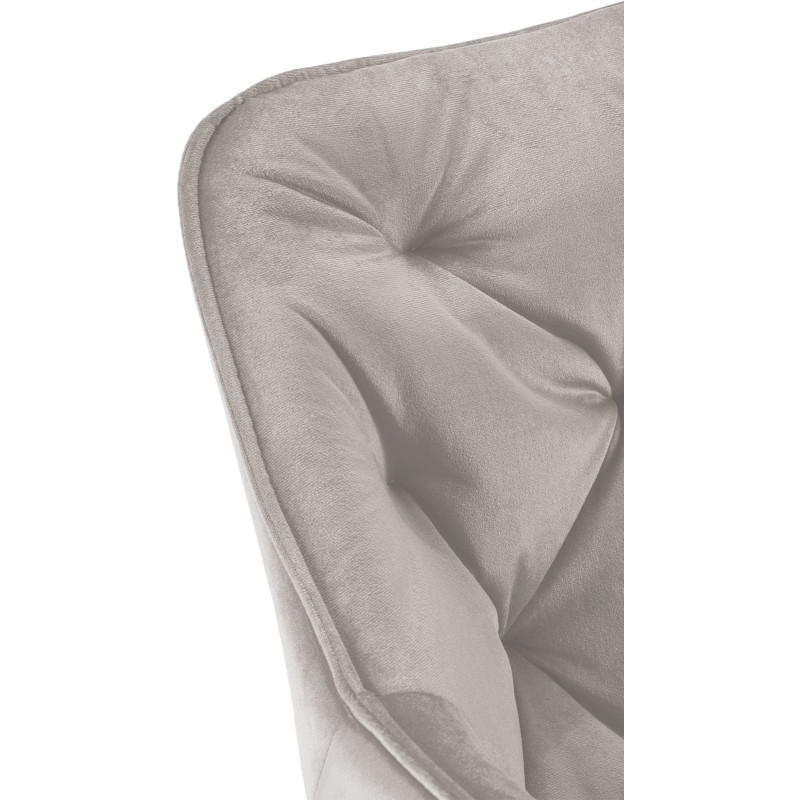 Fauteuil de table moderne capitonné en Velours Gris Métal Noir Adrina - 4