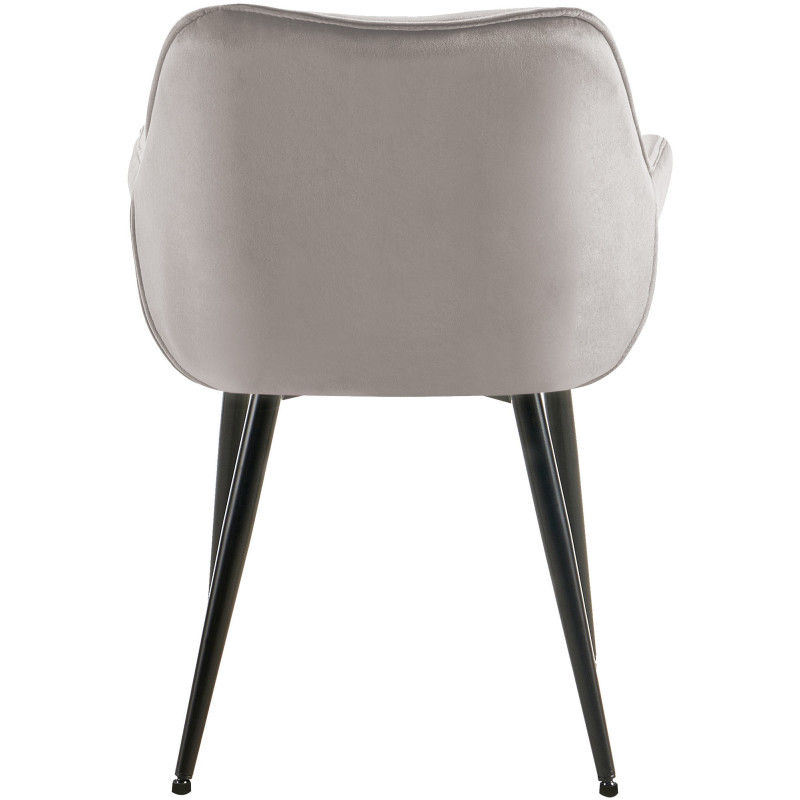 Fauteuil de table moderne capitonné en Velours Gris Métal Noir Adrina - 6