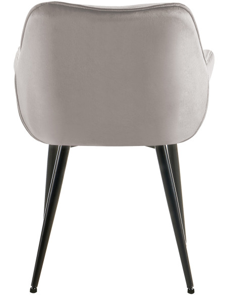 Fauteuil de table moderne capitonné en Velours Gris Métal Noir Adrina - 6