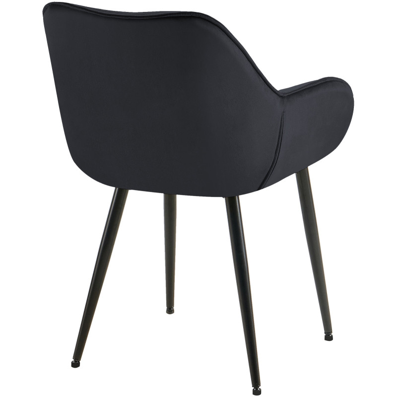 Fauteuil de table moderne capitonné en Velours Noir Métal Noir Adrina - 2