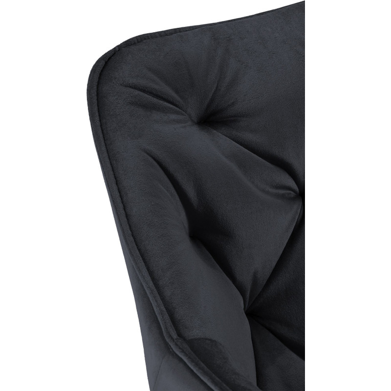 Fauteuil de table moderne capitonné en Velours Noir Métal Noir Adrina - 4