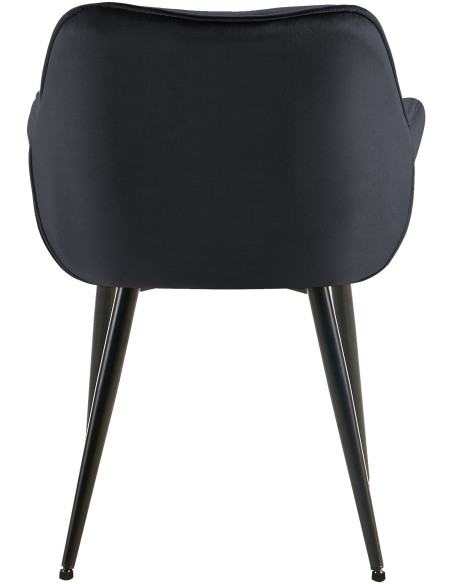 Fauteuil de table moderne capitonné en Velours Noir Métal Noir Adrina - 6