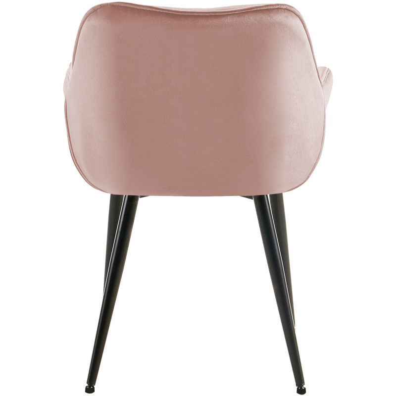 Fauteuil de table moderne capitonné en Velours Rose Métal Noir Adrina - 6