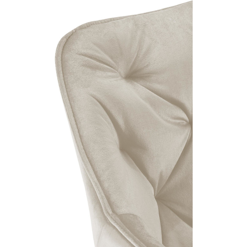 Fauteuil de table moderne capitonné en Velours Blanc crème Métal Noir Adrina - 4