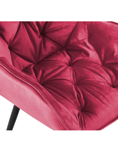 Fauteuil de table moderne capitonné en Velours Rouge Métal Noir Adrina - 3