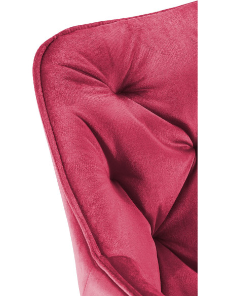 Fauteuil de table moderne capitonné en Velours Rouge Métal Noir Adrina - 4