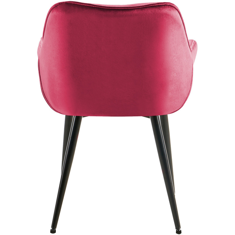 Fauteuil de table moderne capitonné en Velours Rouge Métal Noir Adrina - 6
