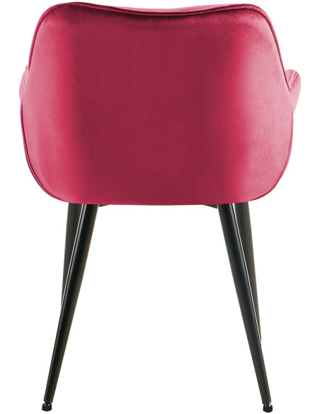 Fauteuil de table moderne capitonné en Velours Rouge Métal Noir Adrina - 6