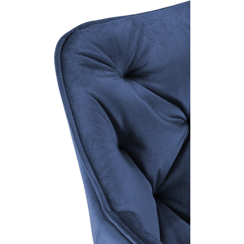 Fauteuil de table moderne capitonné en Velours Bleu Métal Noir Adrina - 4