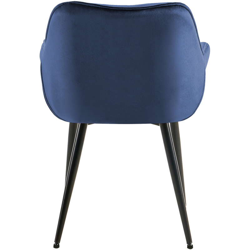 Fauteuil de table moderne capitonné en Velours Bleu Métal Noir Adrina - 6