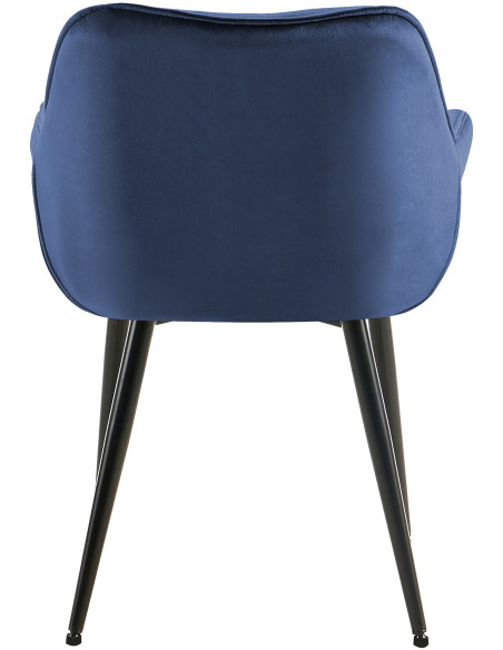 Fauteuil de table moderne capitonné en Velours Bleu Métal Noir Adrina - 6