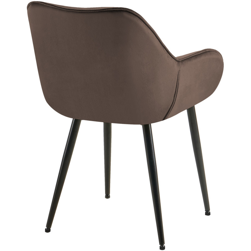 Fauteuil de table moderne capitonné en Velours Marron Métal Noir Adrina - 2
