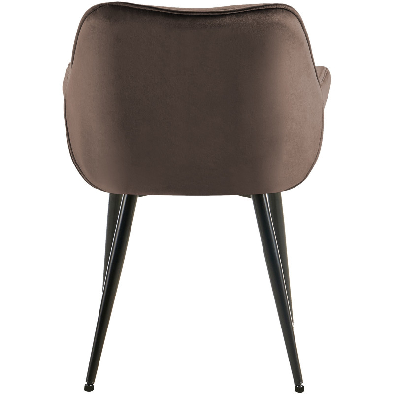 Fauteuil de table moderne capitonné en Velours Marron Métal Noir Adrina - 6