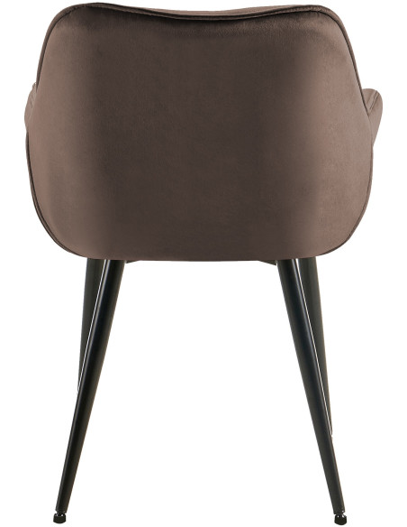 Fauteuil de table moderne capitonné en Velours Marron Métal Noir Adrina - 6