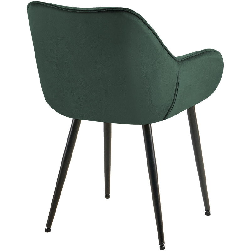 Fauteuil de table moderne capitonné en Velours Vert Métal Noir Adrina - 2