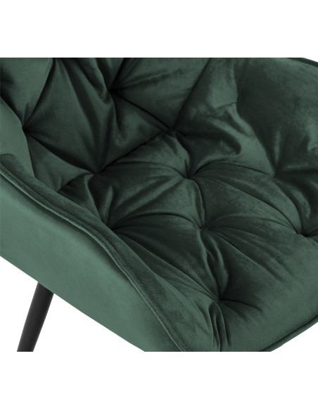 Fauteuil de table moderne capitonné en Velours Vert Métal Noir Adrina - 3
