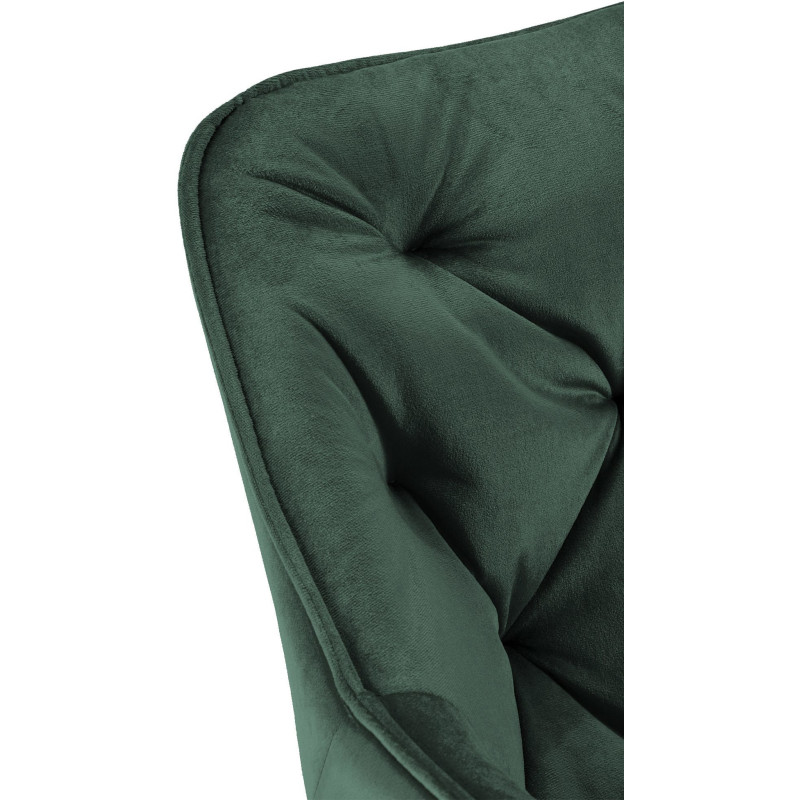Fauteuil de table moderne capitonné en Velours Vert Métal Noir Adrina - 4