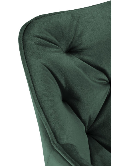 Fauteuil de table moderne capitonné en Velours Vert Métal Noir Adrina - 4
