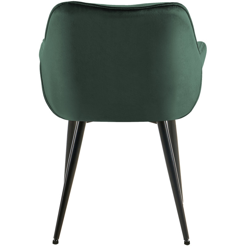 Fauteuil de table moderne capitonné en Velours Vert Métal Noir Adrina - 6