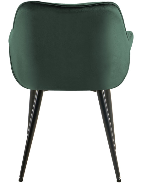 Fauteuil de table moderne capitonné en Velours Vert Métal Noir Adrina - 6