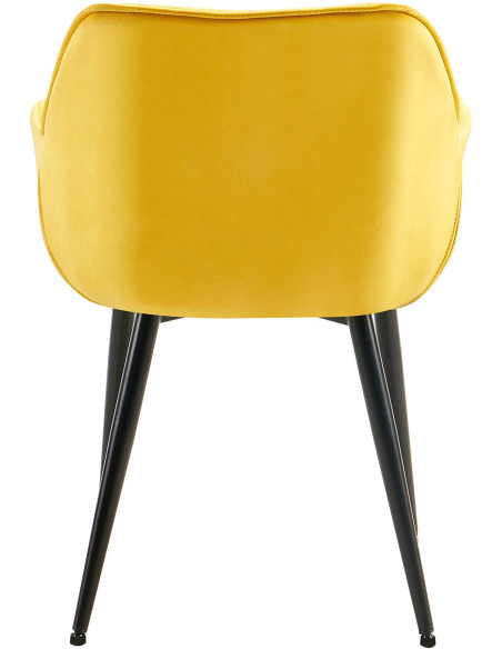 Fauteuil de table moderne capitonné en Velours Jaune Métal Noir Adrina - 5