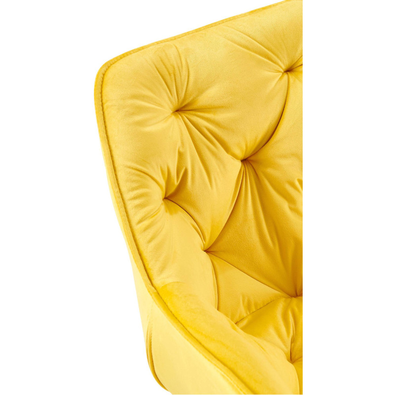 Fauteuil de table moderne capitonné en Velours Jaune Métal Noir Adrina - 6