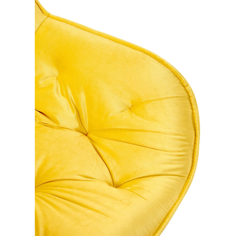 Fauteuil de table moderne capitonné en Velours Jaune Métal Noir Adrina - 7