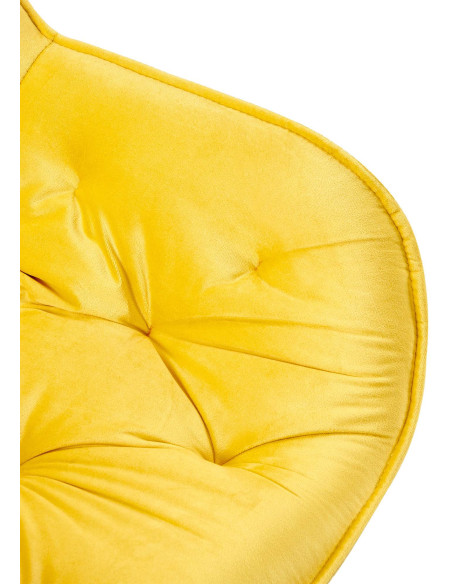 Fauteuil de table moderne capitonné en Velours Jaune Métal Noir Adrina - 7