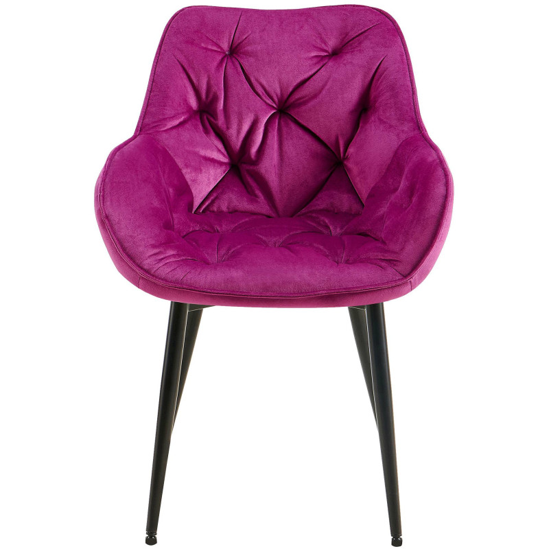 Fauteuil de table moderne capitonné en Velours Violet Métal Noir Adrina - 2