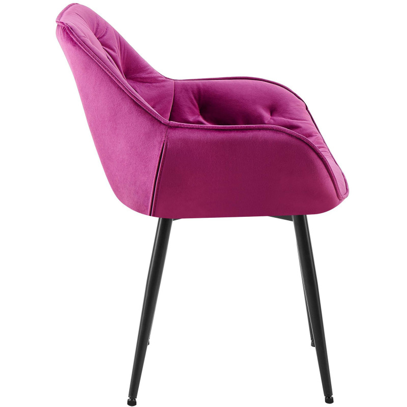 Fauteuil de table moderne capitonné en Velours Violet Métal Noir Adrina - 3