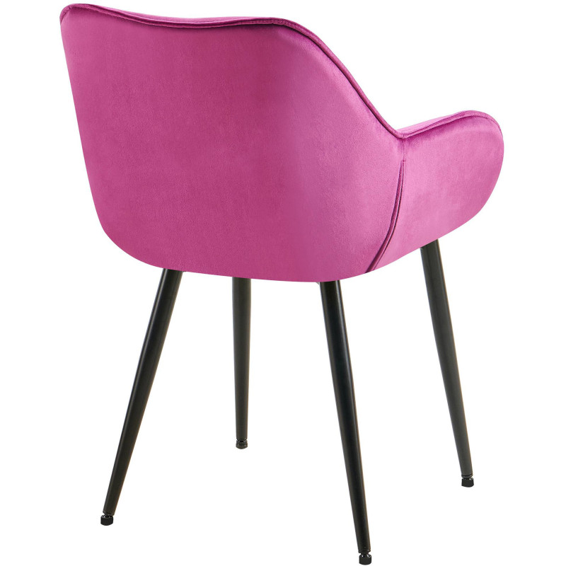 Fauteuil de table moderne capitonné en Velours Violet Métal Noir Adrina - 4