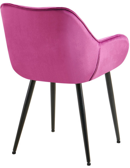 Fauteuil de table moderne capitonné en Velours Violet Métal Noir Adrina - 4