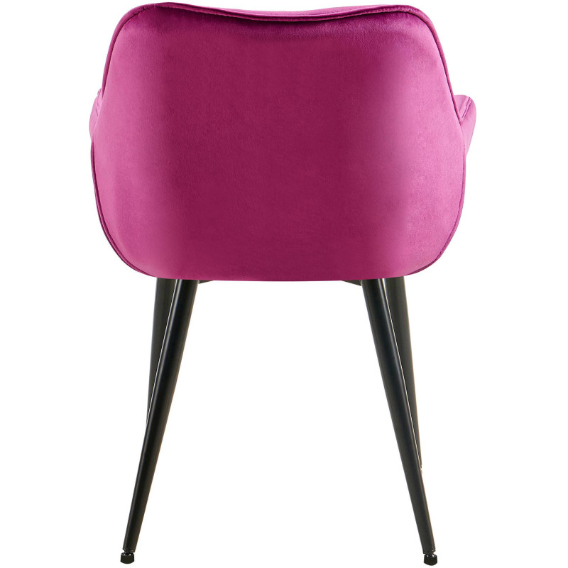 Fauteuil de table moderne capitonné en Velours Violet Métal Noir Adrina - 5