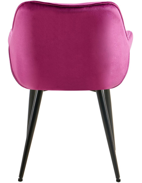 Fauteuil de table moderne capitonné en Velours Violet Métal Noir Adrina - 5