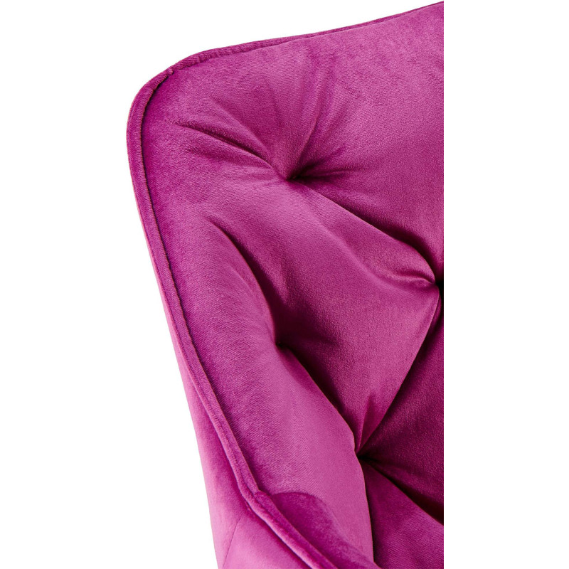 Fauteuil de table moderne capitonné en Velours Violet Métal Noir Adrina - 6