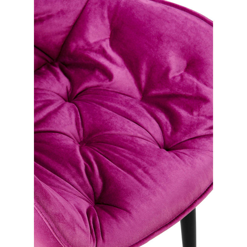 Fauteuil de table moderne capitonné en Velours Violet Métal Noir Adrina - 7