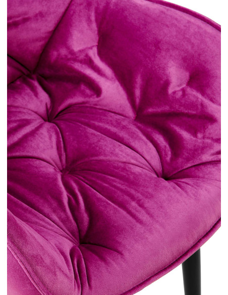 Fauteuil de table moderne capitonné en Velours Violet Métal Noir Adrina - 7
