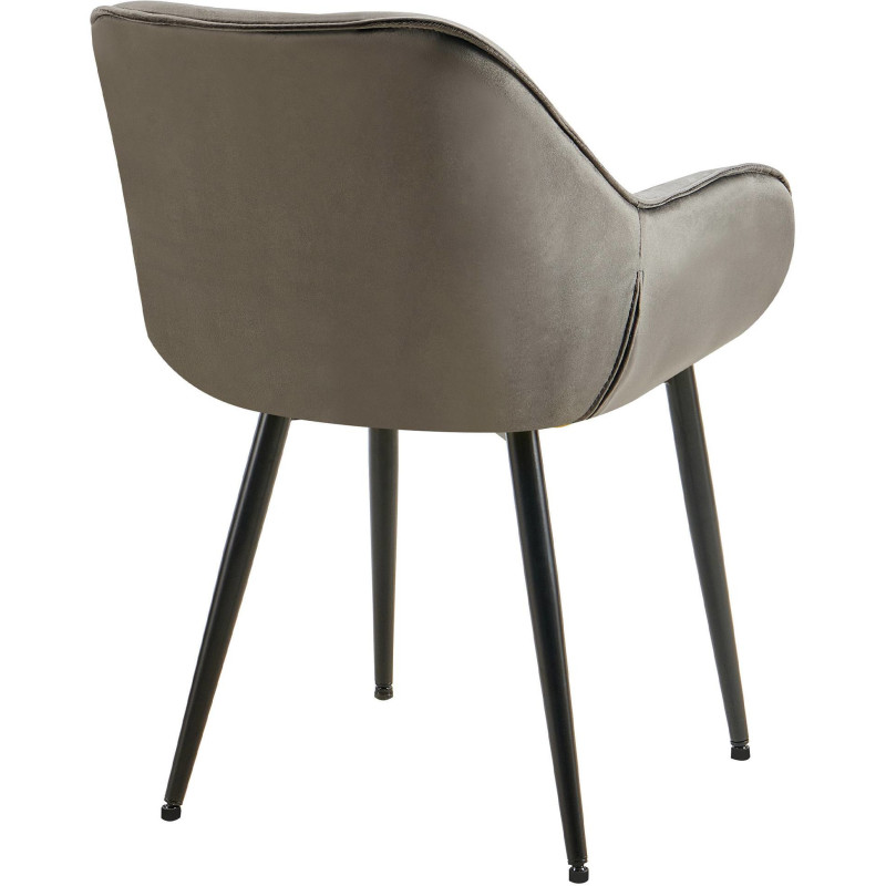 Fauteuil de table moderne capitonné en Velours Anthracite Métal Noir Adrina - 4