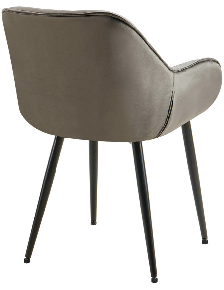 Fauteuil de table moderne capitonné en Velours Anthracite Métal Noir Adrina - 4