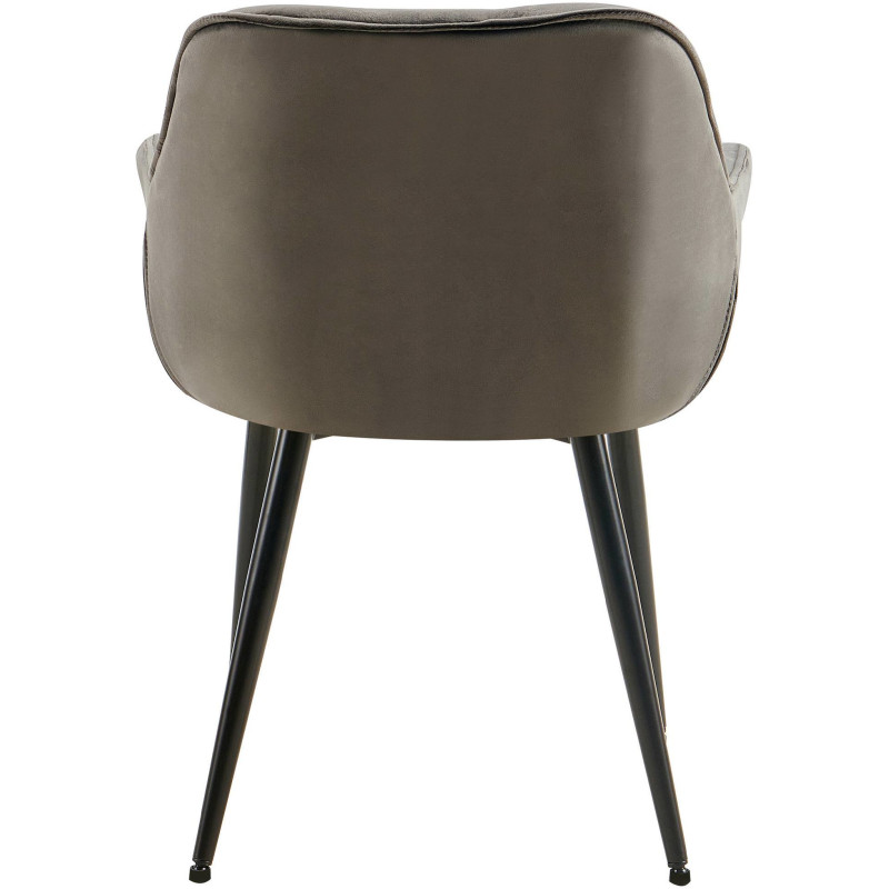 Fauteuil de table moderne capitonné en Velours Anthracite Métal Noir Adrina - 5