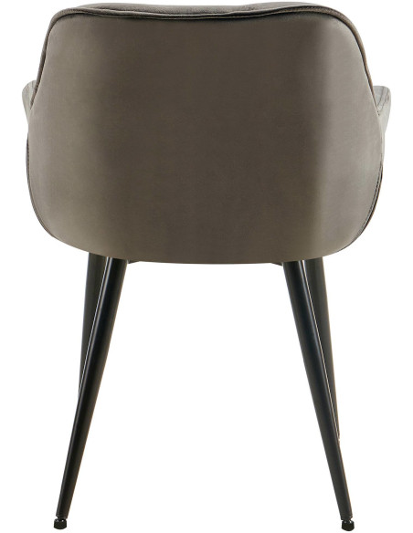 Fauteuil de table moderne capitonné en Velours Anthracite Métal Noir Adrina - 5