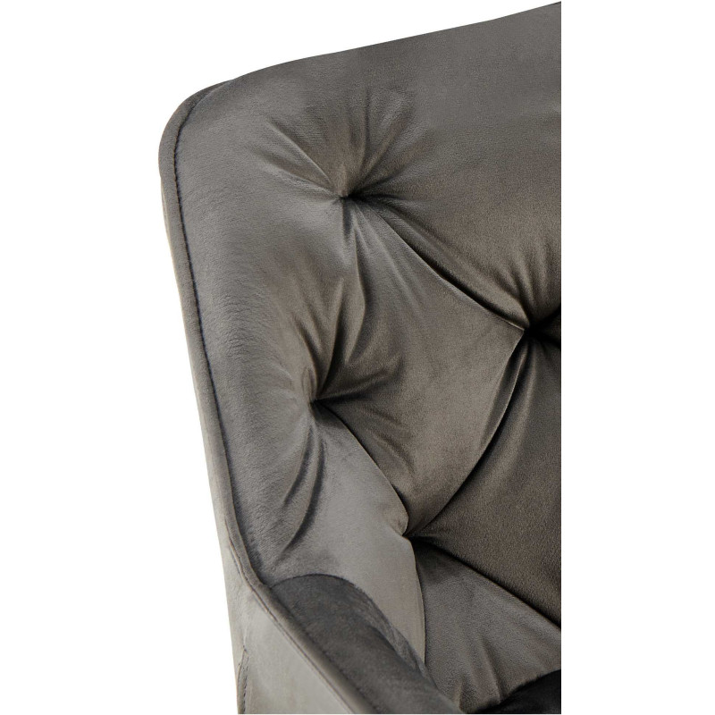 Fauteuil de table moderne capitonné en Velours Anthracite Métal Noir Adrina - 6