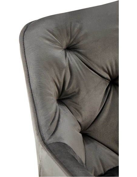 Fauteuil de table moderne capitonné en Velours Anthracite Métal Noir Adrina - 6