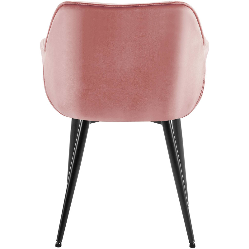 Fauteuil de table moderne capitonné en Velours Rose Métal Noir Adrina - 5