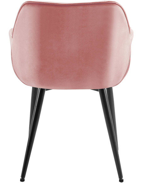 Fauteuil de table moderne capitonné en Velours Rose Métal Noir Adrina - 5