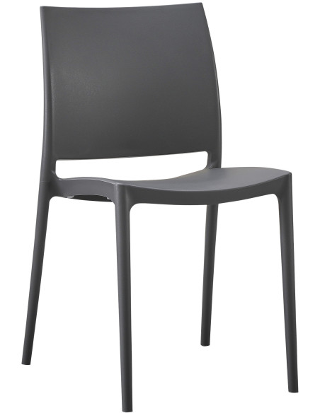 Chaise design intérieur extérieur en Polypropylène Gris foncé Basli - 1