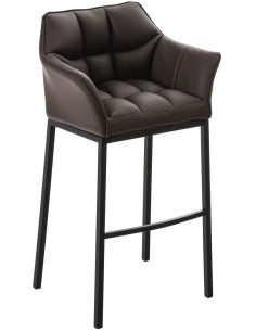 Tabouret de bar moderne en Polyuréthane Marron foncé Métal Noir Daryo - 1