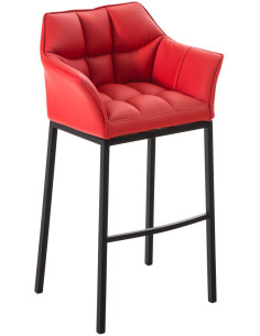 Tabouret de bar moderne en Polyuréthane Rouge Métal Noir Daryo - 1